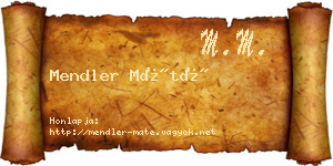 Mendler Máté névjegykártya